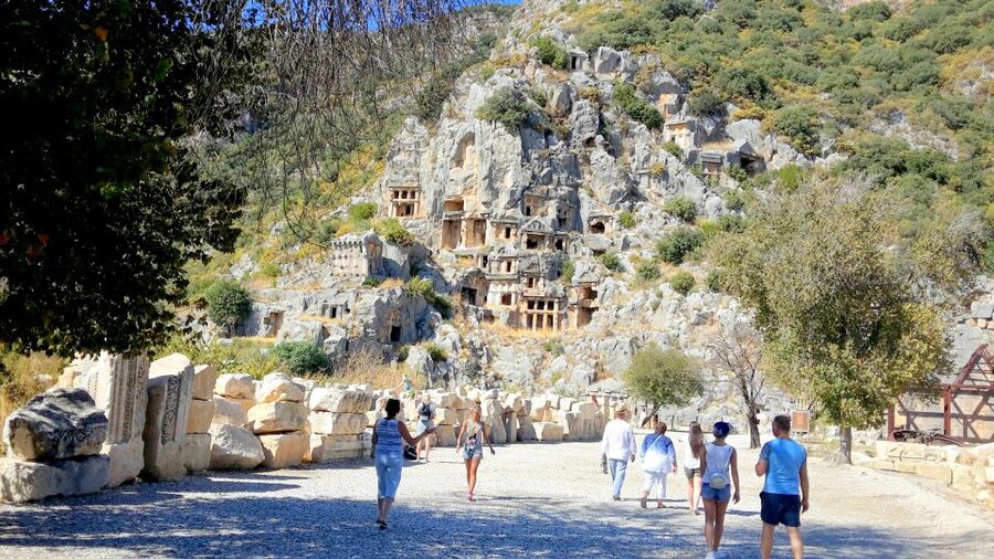 Antalya/Kemer: Kekova Sunken City, Demre & Lycia Day Tour - Lycia road trip: rock tombs and the amphitheater stop that sets context