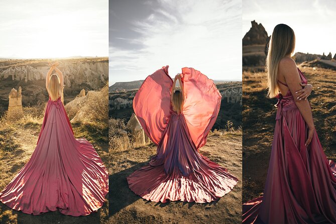 Cappadocia Photoshooting with Flying Dress - Natural cave portraits add variety beyond the balloons