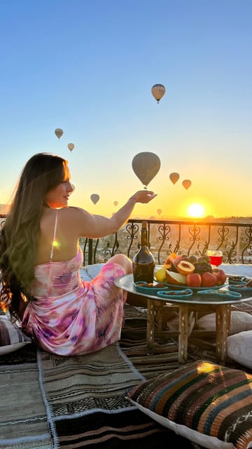 Cappadocia: Terrace Photo Spot With Balloon Flight View - Sunrise terrace photos with hot air balloon views, not a long production