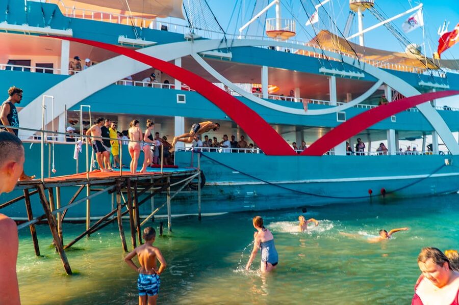 City of Side: Sightseeing Cruise w/ Swim Stops & Foam Party - Lunch On Board: Chicken Grilled While You’re in the Water