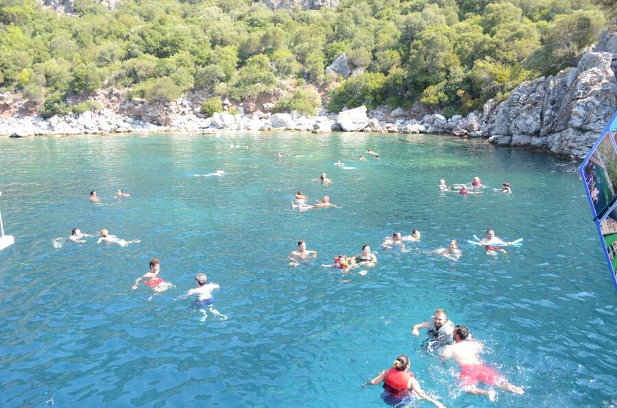From Marmaris: Day Trip by Glass Bottom Semi Submarine - First look: the sunken ship and fish-feeding moment