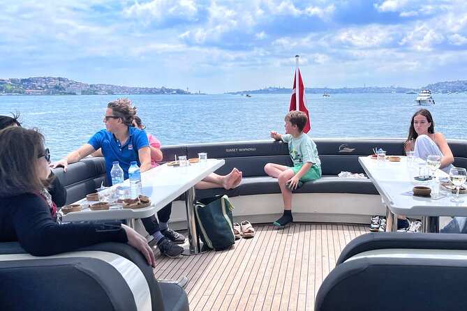 Luxury Bosphorus Yacht Tour – Asian Side Stop & Exploration - Golden Horn views: Galata Bridge, Yeni Cami, Spice Bazaar, and Galata Tower