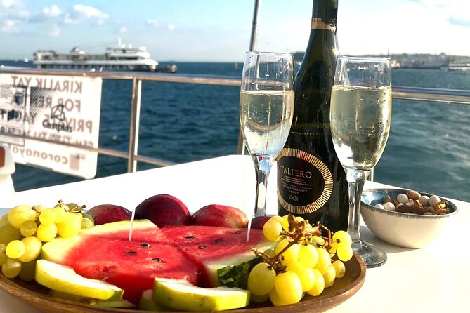 Sunset or Daytime Istanbul Guided Luxury Yacht Cruise with Snacks - Rumeli Hisarı and the Bosphorus bottleneck feel